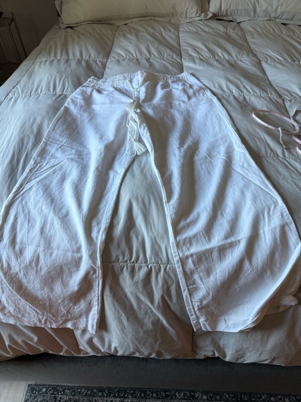 LOFT White Wide-Leg Linen Pants